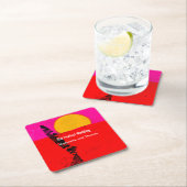 Summer Beach Retro Poster Rechteckiger Pappuntersetzer (Vor Ort)