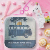 Summer Beach Retro Surf Van Family Pappteller (Party)