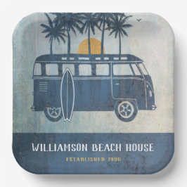 Summer Beach Retro Surf Van Family Pappteller