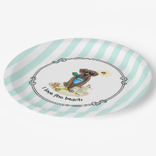 Summer Beach Schokolade Labrador Hund Labrador Ret Pappteller