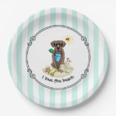 Summer Beach Schokolade Labrador Hund Labrador Ret Pappteller (Vorderseite)