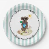 Summer Beach Schokolade Labrador Hund Labrador Ret Pappteller (Vorderseite)