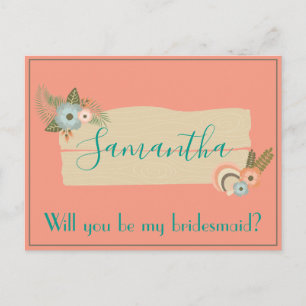 Summer Beach Seashell Bridesmaid Vorschlag Postkarte