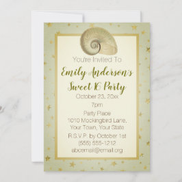 Summer Beach Seashell Rustikales Holz Süße 16 Einladung