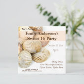 Summer Beach Seashell Sweet 16 Geburtstag Einladung (Stehend Vorderseite)