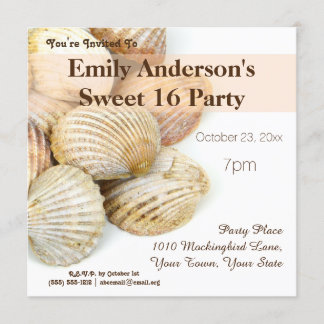 Summer Beach Seashell Sweet 16 Geburtstag Einladung
