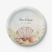 Summer Beach Seashell Tropical Wedding Pappteller (Vorderseite)
