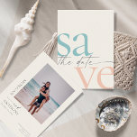 Summer Beach Simple Foto Save the Date<br><div class="desc">Diese 5" x 7" speichern die Datumskarten mit einem minimalistischen Design in Meeresfrüchten und Schwarz-Briefen mit Platzhaltern auf der Rückseite für die verlobten Paare Namen,  Hochzeitstag und Veranstaltungsort Informationen und Ihr Lieblings-Foto!</div>