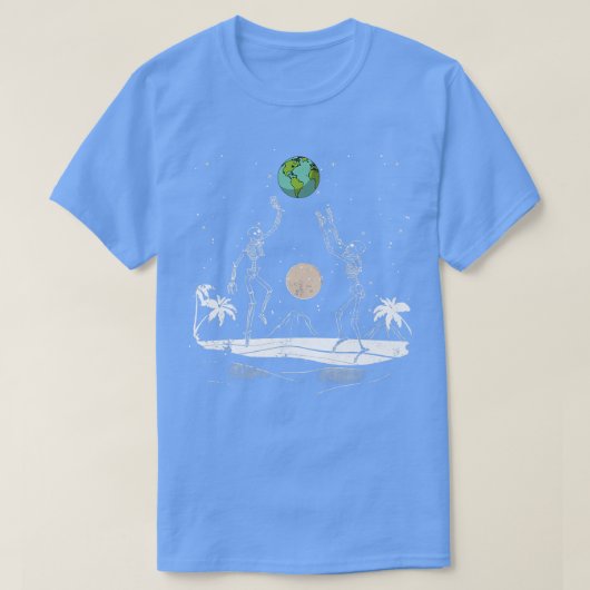 Summer Beach Skeletons Volleyball Earth Space Cosm T-Shirt (Design vorne)