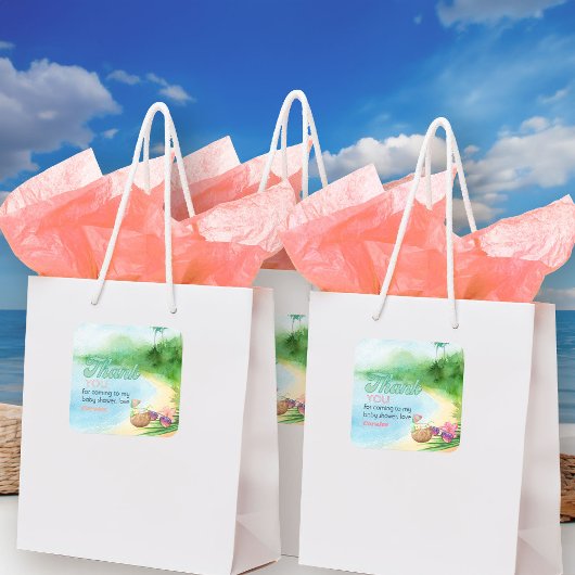 Summer Beach Sonnenbrille und Mocktail Danke Quadratischer Aufkleber