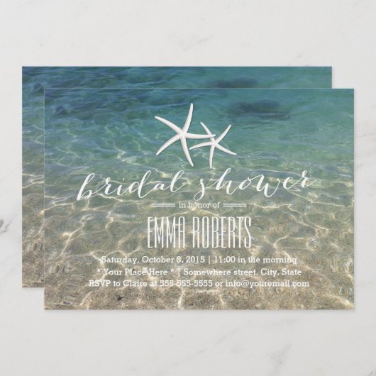 Summer Beach Starfish Brautparty Einladung (Vorne/Hinten)