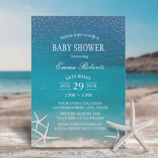 Summer Beach Starfish Luau Babydusche Einladung