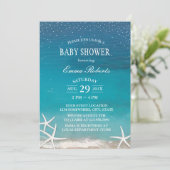 Summer Beach Starfish Luau Babydusche Einladung (Stehend Vorderseite)