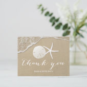 Summer Beach Starfish & Sand Dollar Vielen Dank Postkarte (Stehend Vorderseite)