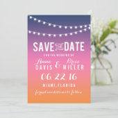 Summer Beach String Light Save the Date (Stehend Vorderseite)