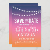 Summer Beach String Light Save the Date (Vorne/Hinten)