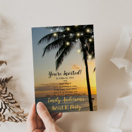 Summer Beach String Light Sunset Sweet 16 Geburtst Einladung