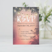 Summer Beach String Lights Chic Wedding RSVP Antwo Karte (Stehend Vorderseite)