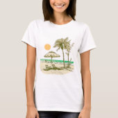 Summer Beach Sun Palm Tree Regenschirm T-Shirt (Vorderseite)