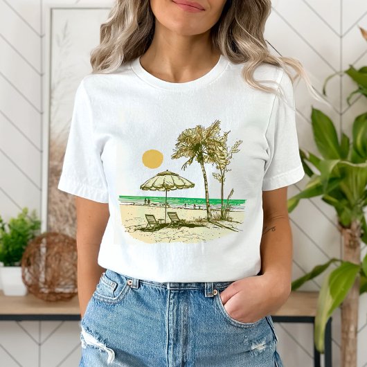 Summer Beach Sun Palm Tree Regenschirm T-Shirt