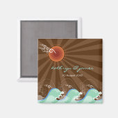 Summer Beach Sunset Cool Blue Waves Save the Date Magnet (Vorderseite/Rückseite)