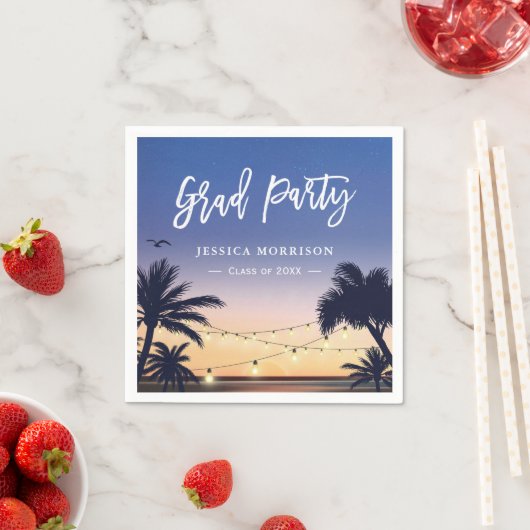 Summer Beach Sunset Palm Tree Graduation Party Serviette (Beispiel)