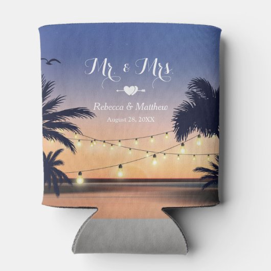 Summer Beach Sunset Palm Tree String Lights Dosenkühler (Rückseite)