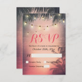 Summer Beach Sunset & String Light UAWG Repcard RSVP Karte (Vorne/Hinten)