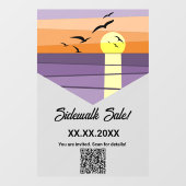 Summer Beach Sunset Stylisierte Event QR Code Fensteraufkleber (Blatt)