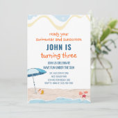 Summer Beach Thema Geburtstag Einladung (Stehend Vorderseite)