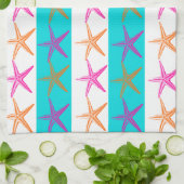 Summer Beach Thema Starfish auf Aquamarinen Streif Handtuch (Gefaltet)