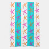 Summer Beach Thema Starfish auf Aquamarinen Streif Handtuch (Vertikal)
