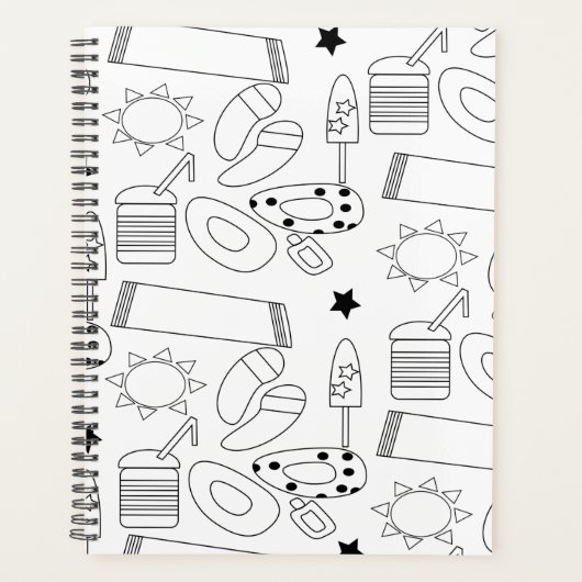 Summer Beach Theme Konturen Muster-Notebook Planer (Vorderseite)