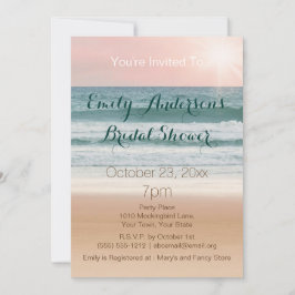Summer Beach Theme Pink Sunset Bridal Shower Einladung