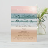 Summer Beach Theme Pink Sunset Bridal Shower Einladung (Stehend Vorderseite)
