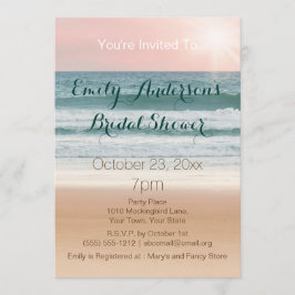Summer Beach Theme Pink Sunset Bridal Shower Einladung