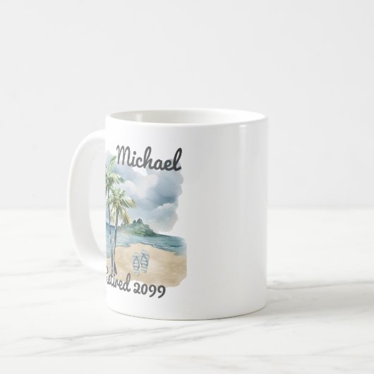 Summer Beach Themed Gedreht Flop Retirement Kaffeetasse (Vorderseite Links)