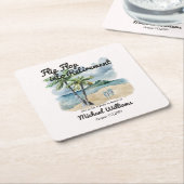 Summer Beach Themed Gedreht Flop Retirement Party Rechteckiger Pappuntersetzer (angewinkelt)