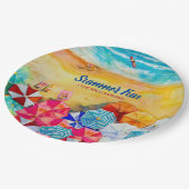 Summer Beach Umbrellas auf der Sandpapierplatte Pappteller (Schrägansicht)