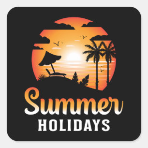 Summer Beach Vacation Sea Surf Cool Sonnenschein G Quadratischer Aufkleber