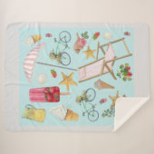 Summer Beach Vibes auf Blue Sherpadecke (Vorderseite (Horizontal))