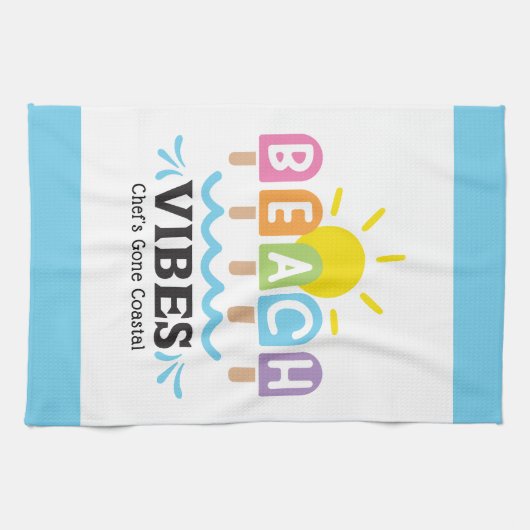 Summer Beach Vibes Customizable Geschirrtuch (Horizontal)