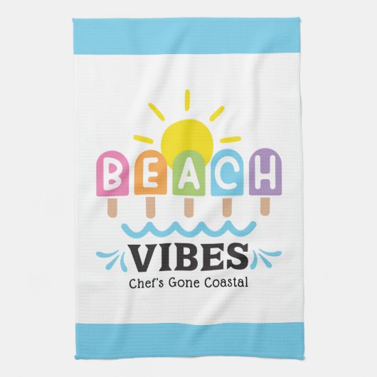 Summer Beach Vibes Customizable Geschirrtuch (Vertikal)