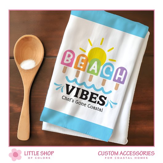 Summer Beach Vibes Customizable Geschirrtuch