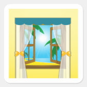 Summer Beach View Quadratischer Aufkleber (Vorderseite)