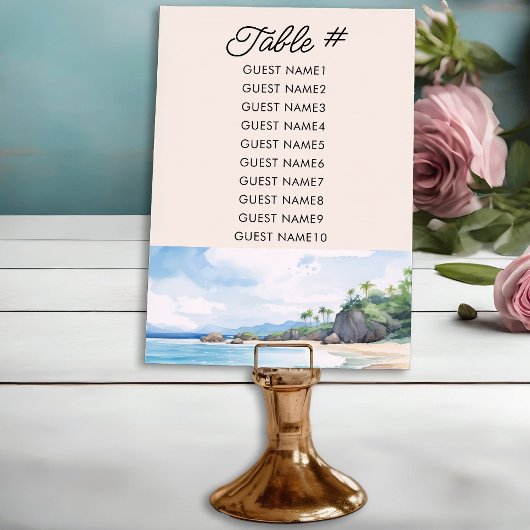 Summer Beach Watercolor Hochzeitstischkarte Einladung