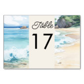 Summer Beach Watercolor Szene Hochzeit Tischnummer (Rückseite)