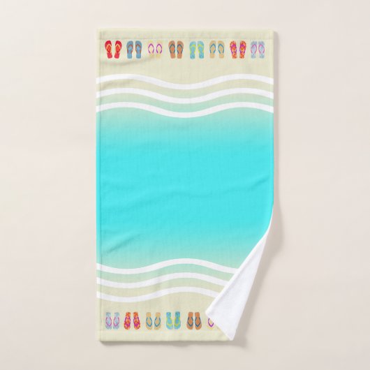 Summer Beach Waves Flip Flops Badhandtuch Set (Handtuch)