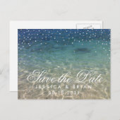 Summer Beach Wedding Blue Ocean Save the Date Ankündigungspostkarte (Vorne/Hinten)