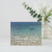Summer Beach Wedding Blue Ocean Save the Date Ankündigungspostkarte (Stehend Vorderseite)